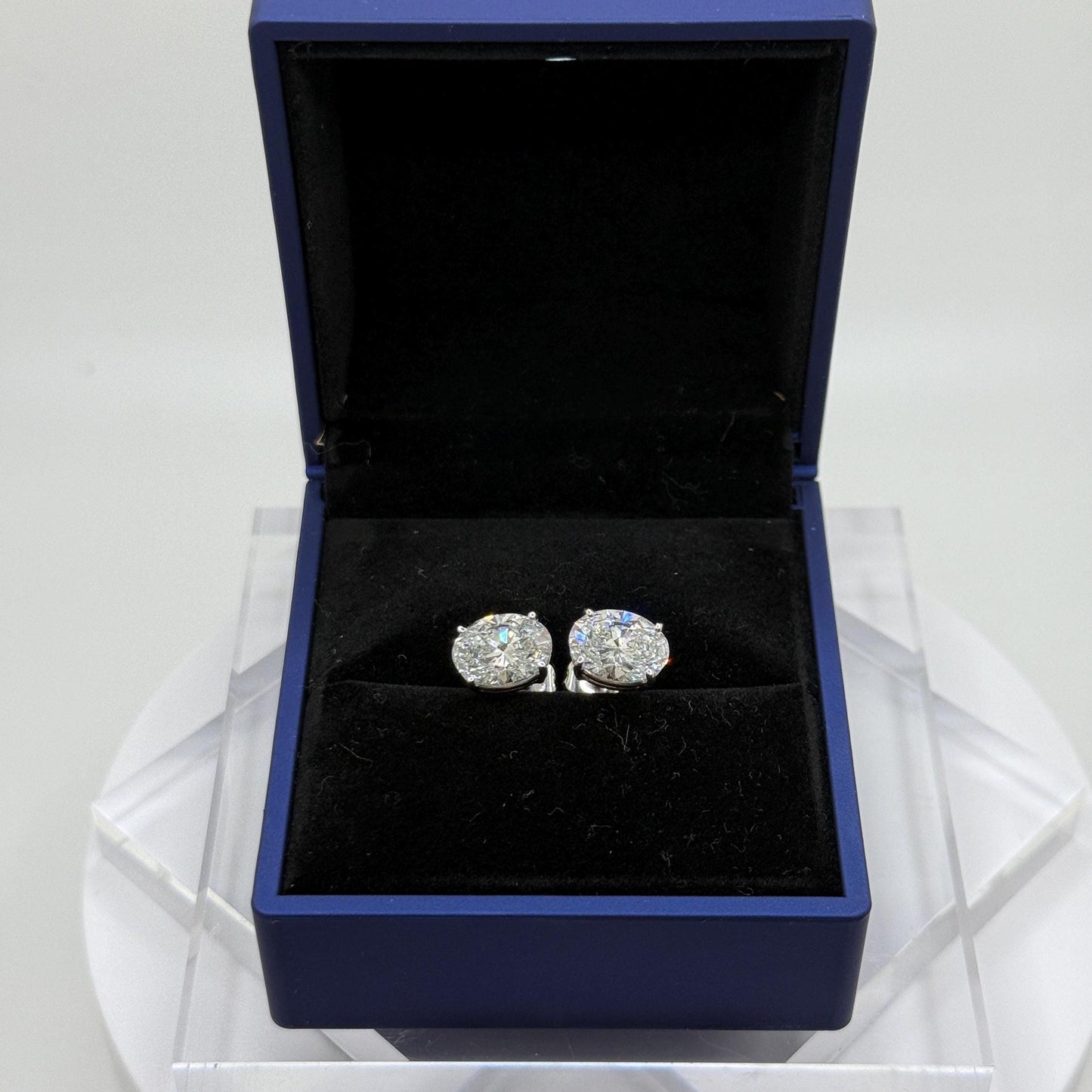 Oval Lab Grown Diamond Earrings | 6 CTW Certified | 3 Carat Each Stud | 14K Gold Earring Studs | Gift for Her Wedding/Birthday/Anniversary