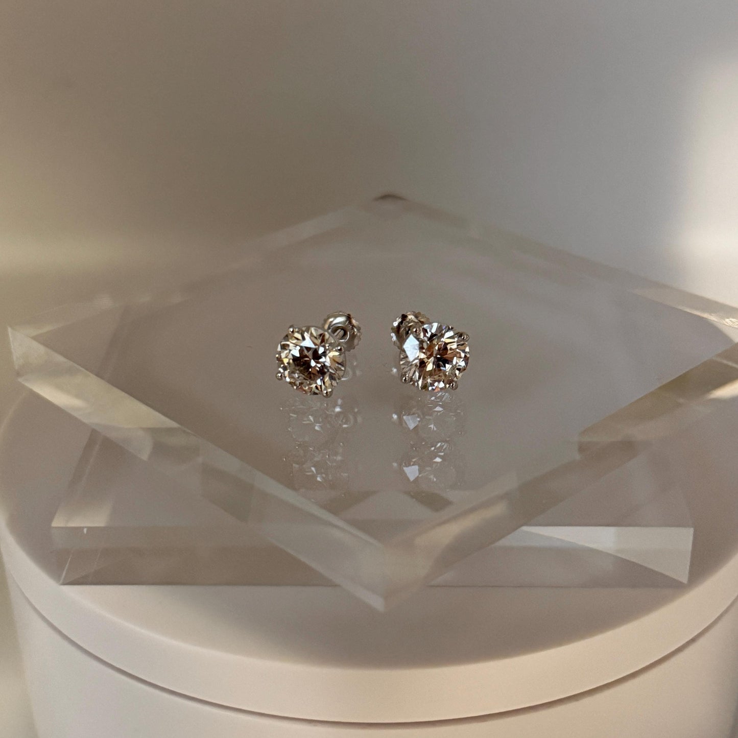 Lab Grown Diamond Earrings | 8 CTW Round Certified | 4 Carat Each Stud | 14K Gold Earring Studs | Gift for Her Wedding/Birthday/Anniversary