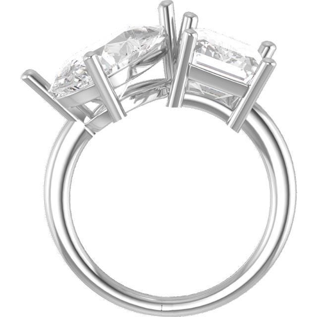 14K Gold Toi Et Moi Ring: Emerald & Pear Lab Grown Diamonds