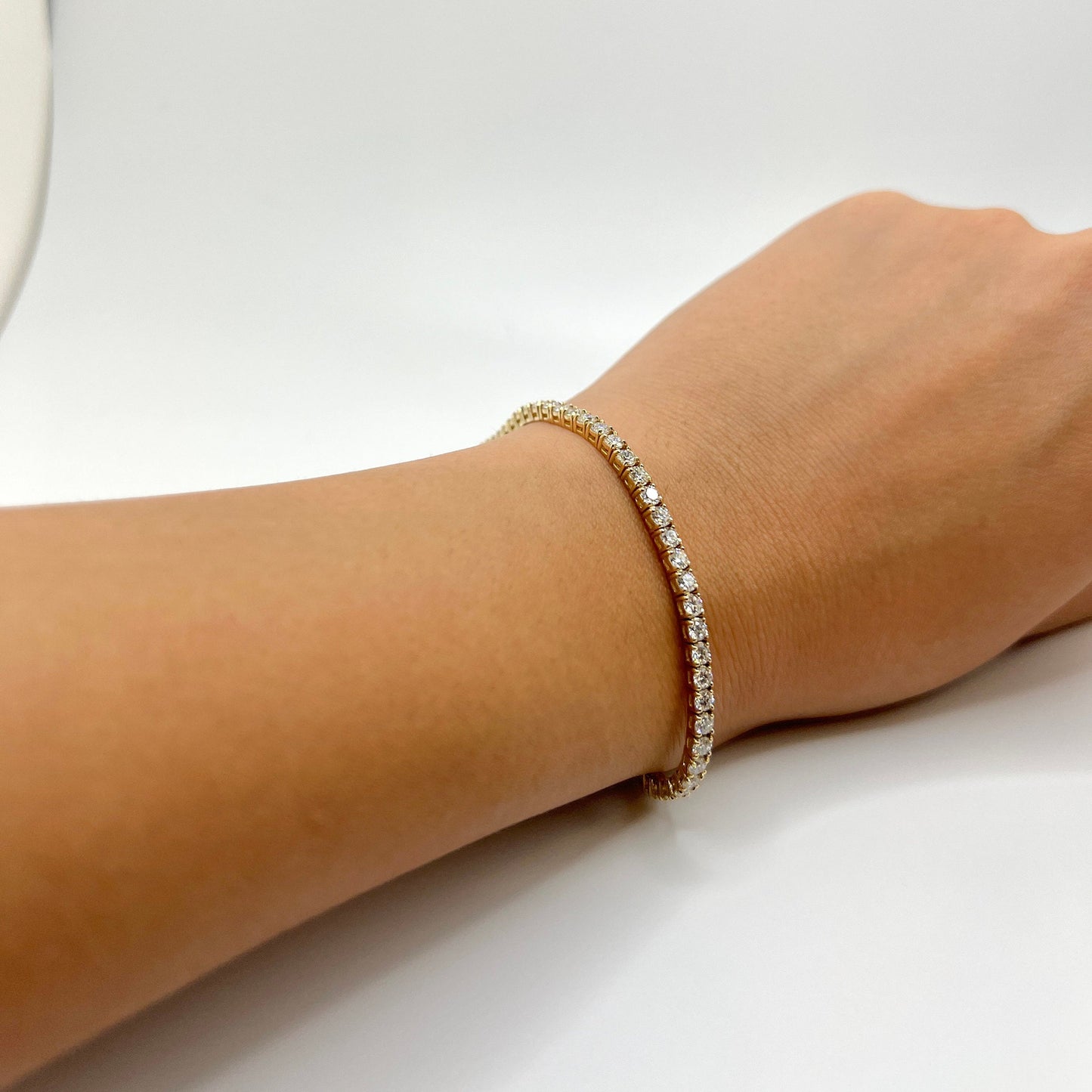 5 Ct Lab Grown Diamond Tennis Bracelet: 14K Yellow Gold, 7 Inch