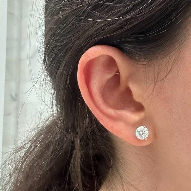 Lab Grown Diamond Earrings | 2.5 CTW Round Certified | 1.25 Carat Each Stud | 14K Gold Earring Studs | Gift for Wedding/Birthday/Anniversary