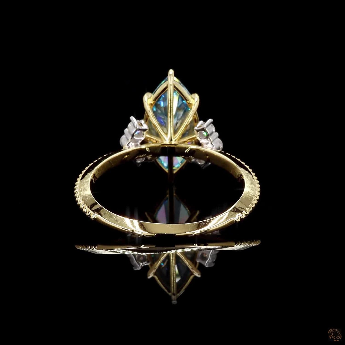 RARE Blue Marquise Engagement Ring, Lab Grown 2 CT Diamond Ring, 18K Gold Solitaire Ring, Certified Real Lab Created