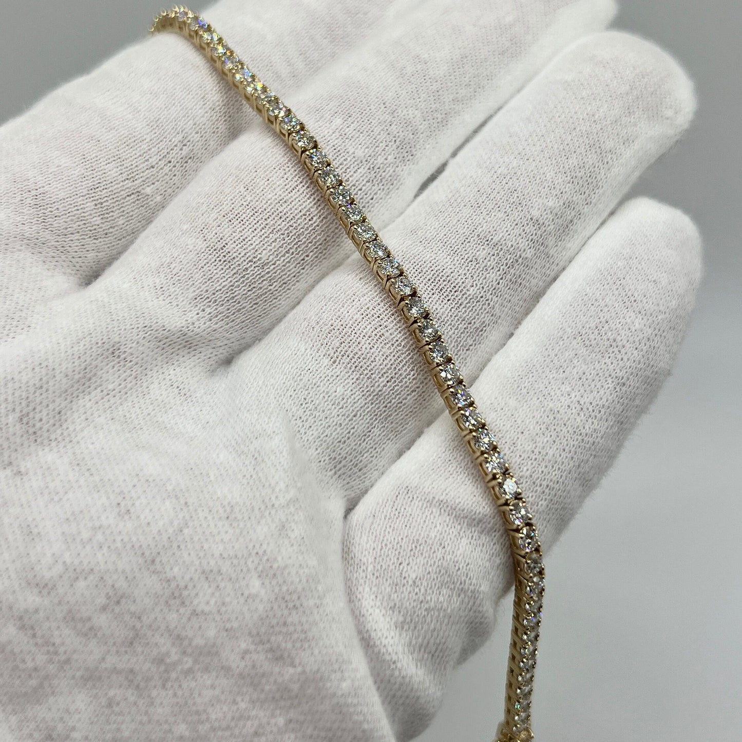 5 Ct Lab Grown Diamond Tennis Bracelet: 14K Yellow Gold, 7 Inch
