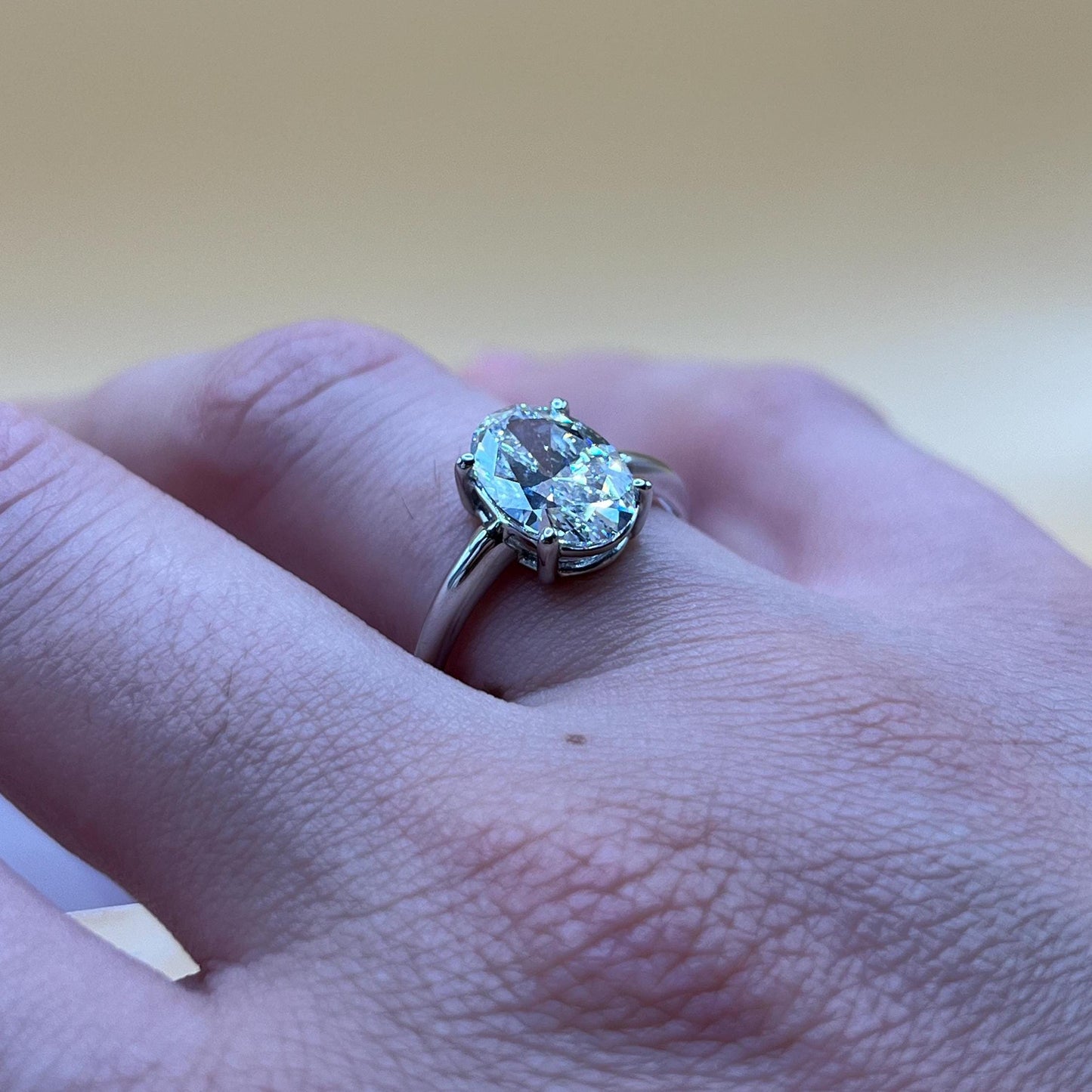 Lab Grown Diamond Engagement Ring | 4 CT Oval Cut Certified | 14K Gold Solitaire | Gift for Her Proposal/Wedding/Birthday/Anniversary