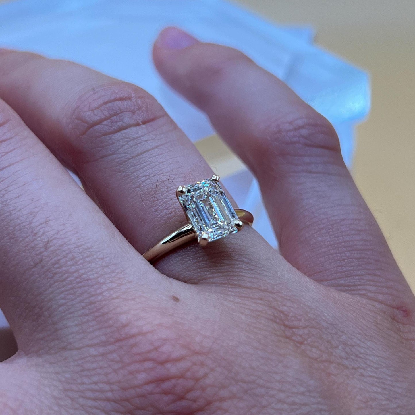 Lab Grown Diamond Engagement Ring | 6 CT Emerald Cut Certified | 14K Gold Solitaire | Gift for Her Proposal/Wedding/Birthday/Anniversary