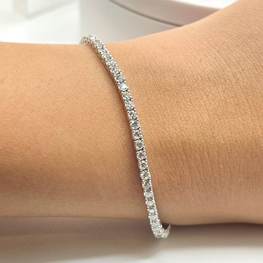 4 Ct Lab Grown Diamond Tennis Bracelet: 14K White Gold Eternity Bracelet - 8"