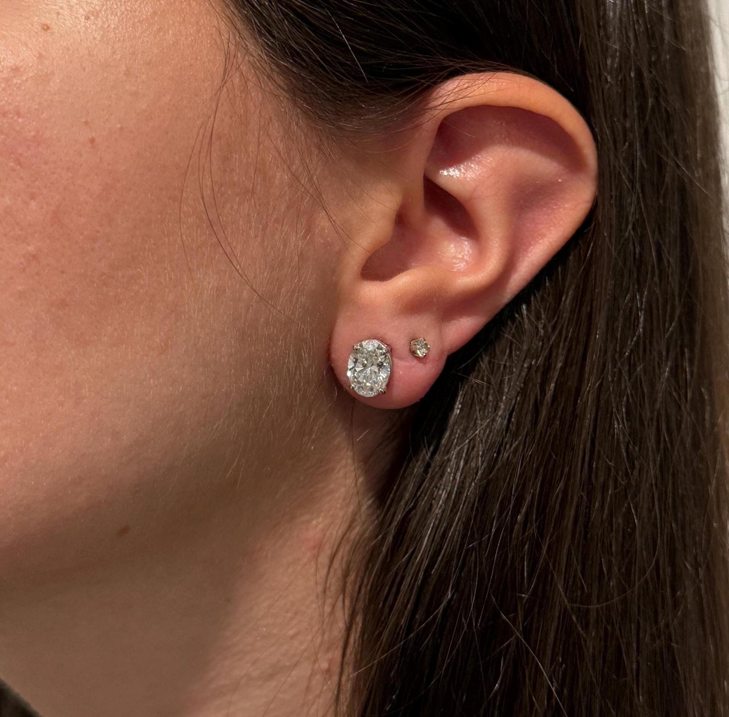 Oval Lab Grown Diamond Earrings | 4 CTW Certified | 2 Carat Each Stud | 14K Gold Earring Studs | Gift for Her Wedding/Birthday/Anniversary