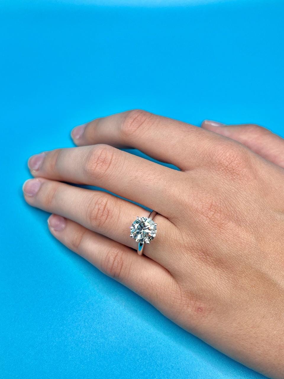 Lab Grown Diamond Engagement Ring | 6 CT Round Certified | 14K Gold Solitaire | Gift for Her Proposal/Wedding/Birthday/Anniversary