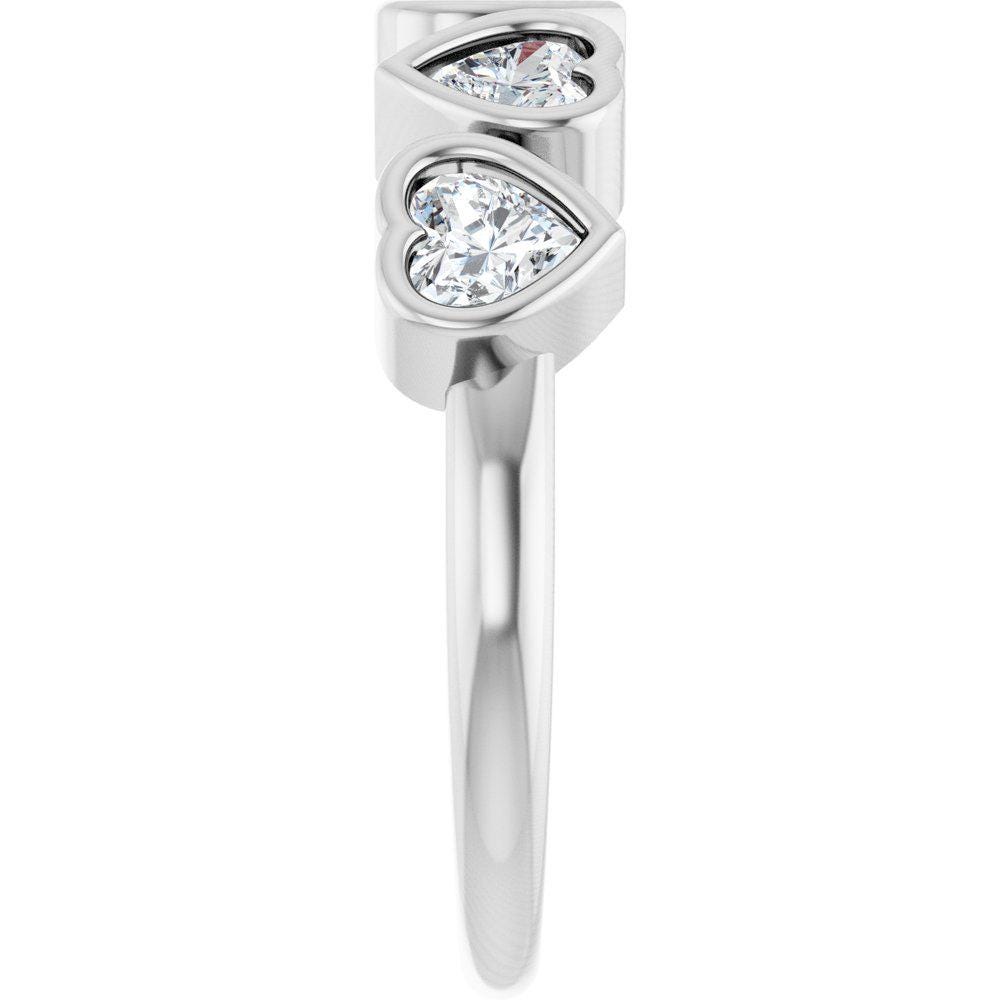 14K Gold Five Heart Lab Grown Diamond Ring - 1 CT