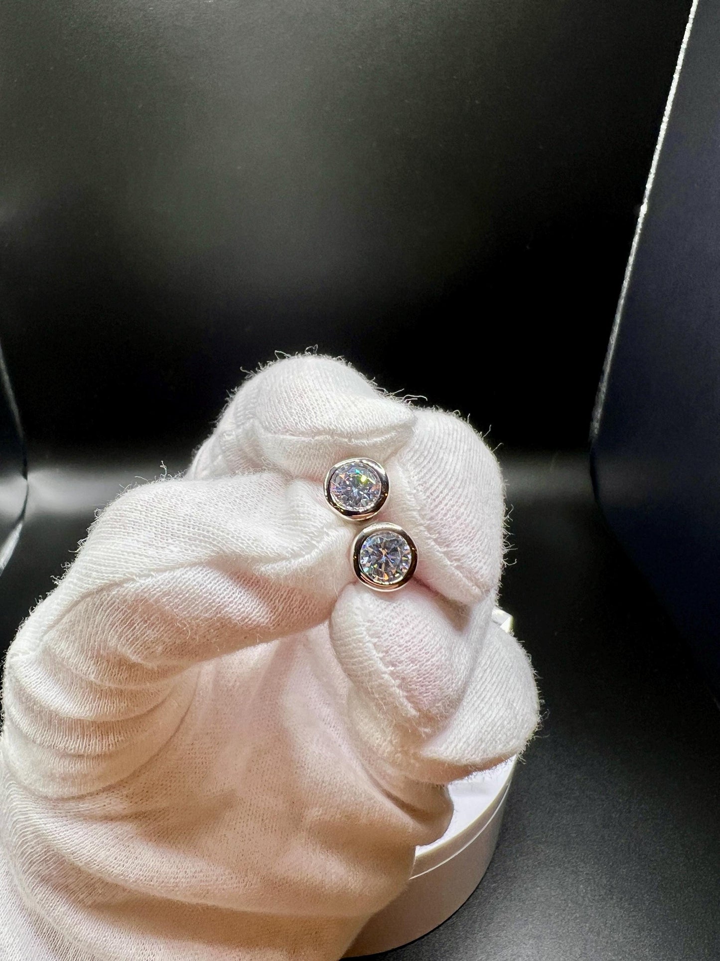 Bezel Lab Grown Diamond Earrings | 4 CTW Round Certified | 2 CT Each Stud | 14K Gold Earring Studs | Gift for Wedding/Birthday/Anniversary
