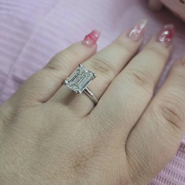 Lab Grown Diamond Engagement Ring | 6 CT Emerald Cut Certified | 14K Gold Solitaire | Gift for Her Proposal/Wedding/Birthday/Anniversary