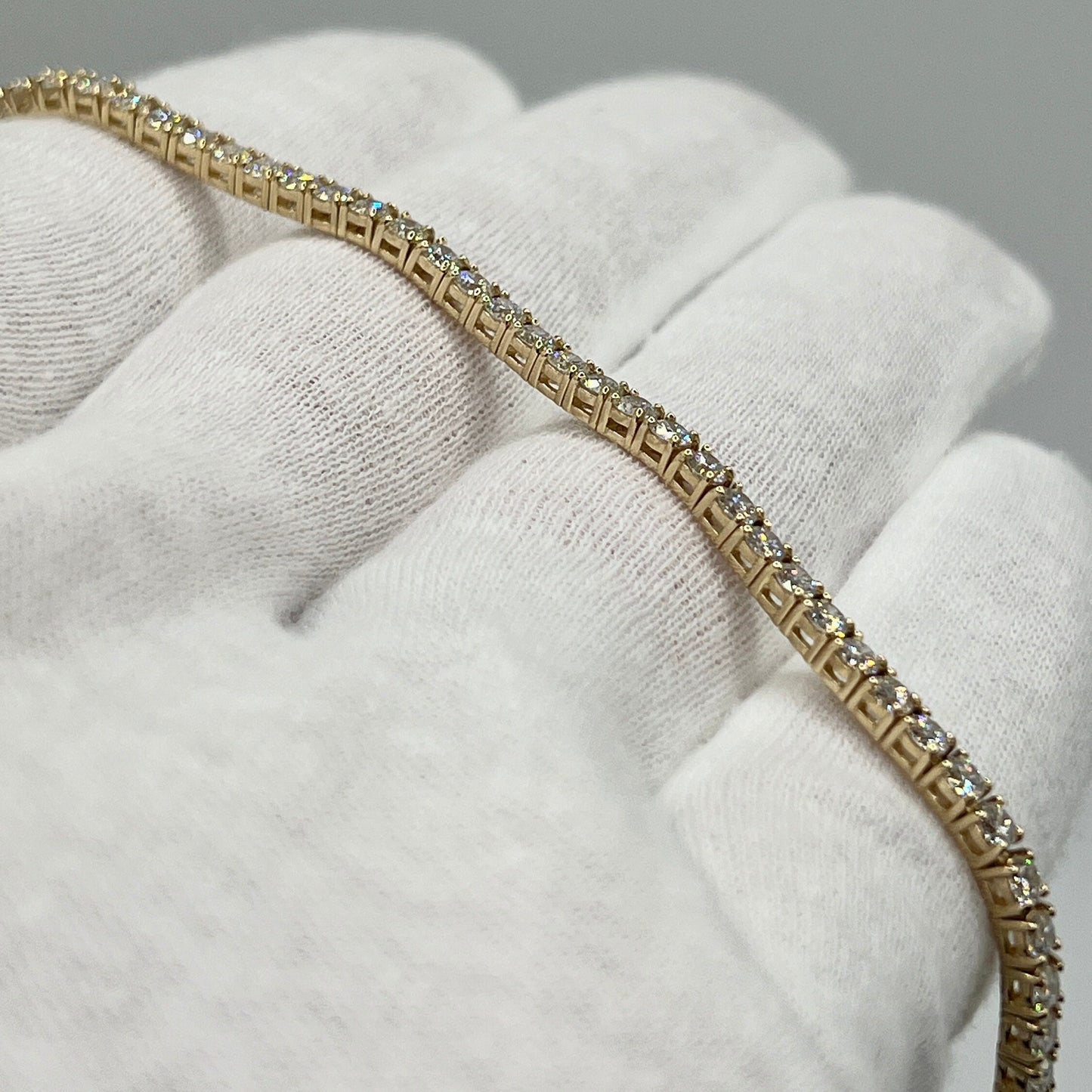 5 Ct Lab Grown Diamond Tennis Bracelet: 14K Yellow Gold, 7 Inch