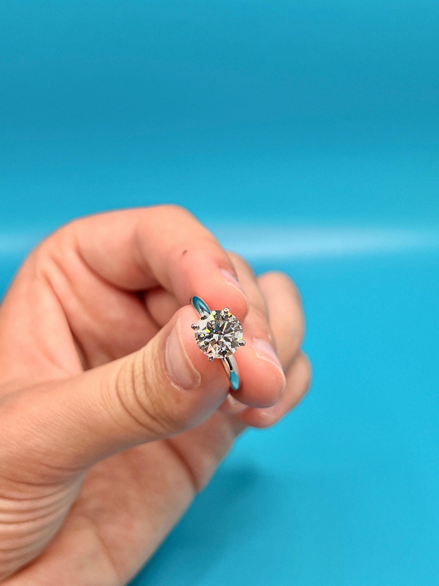 Lab Grown Diamond Engagement Ring | 2.5 CT Round Certified | 14K Gold Solitaire | Gift for Her Proposal/Wedding/Birthday/Anniversary