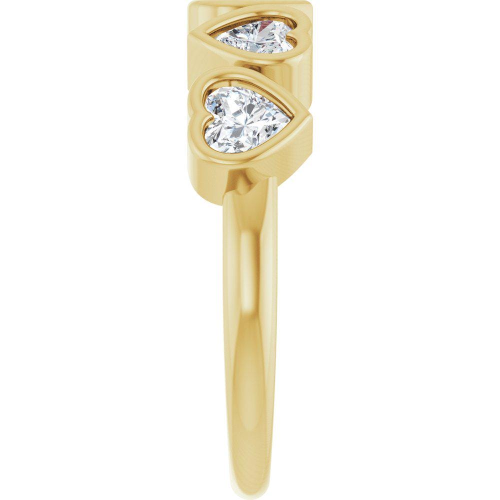 14K Gold Five Heart Lab Grown Diamond Ring - 1 CT