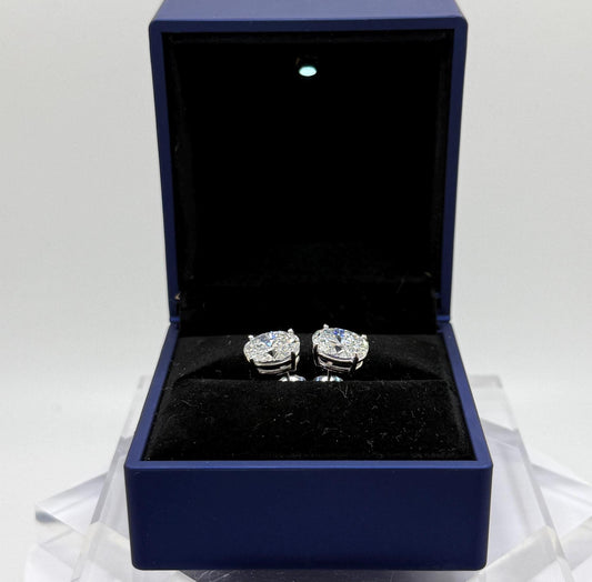 Oval Lab Grown Diamond Earrings | 6 CTW Certified | 3 Carat Each Stud | 14K Gold Earring Studs | Gift for Her Wedding/Birthday/Anniversary
