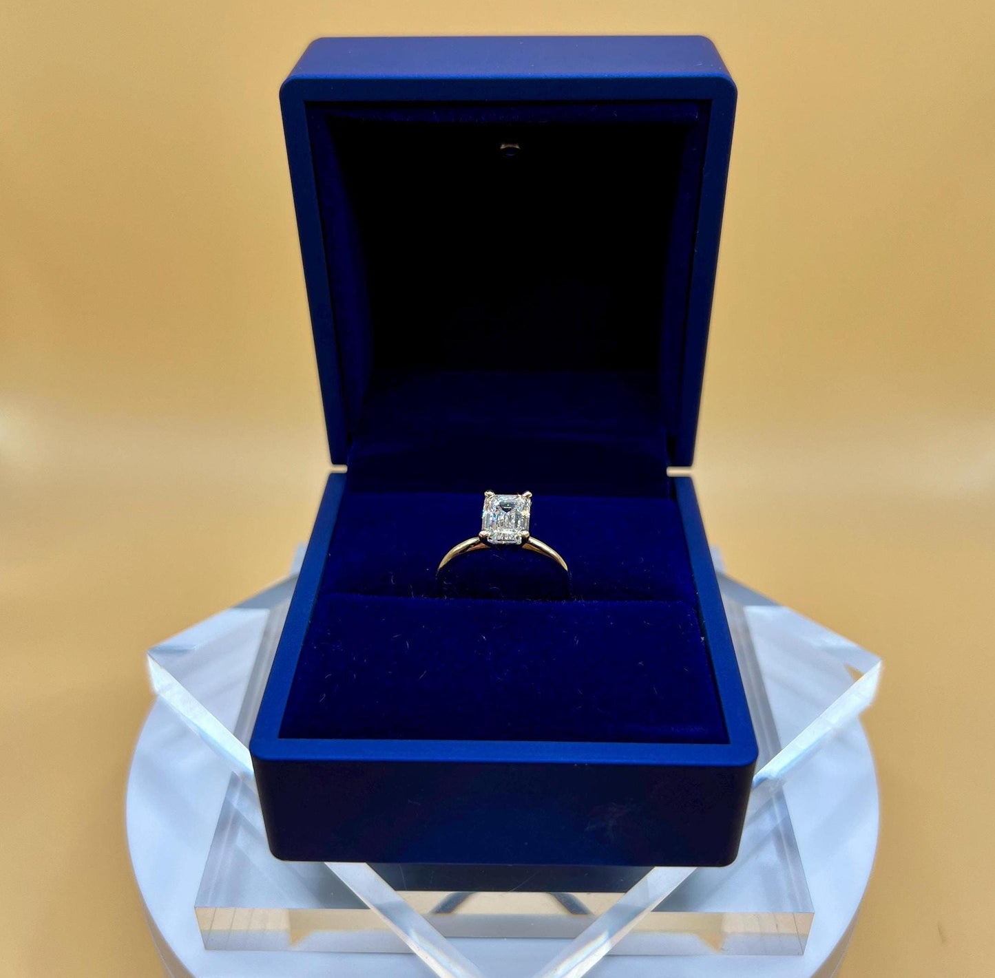 Engagement Ring, 6 CT Emerald Lab Grown Diamond Ring, 14K Gold Emerald Cut Solitaire Ring, Certified Real Lab Created