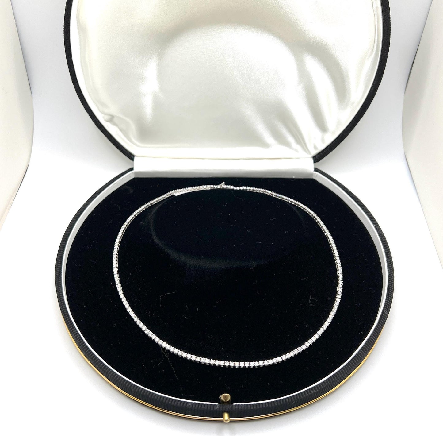 7 Ct Lab Grown Diamond Tennis Necklace: 14K White Gold Eternity Necklace