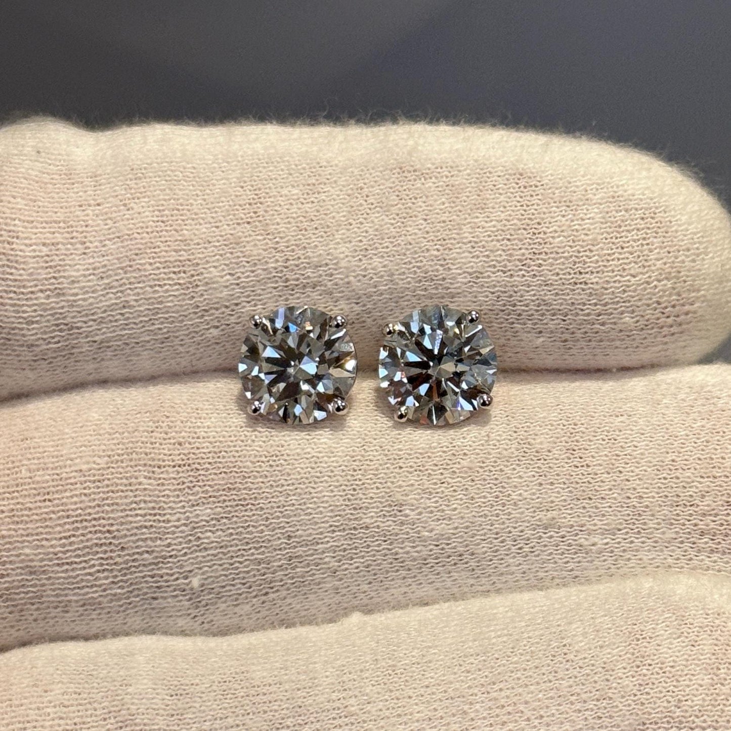 Lab Grown Diamond Earrings | 8 CTW Round Certified | 4 Carat Each Stud | 14K Gold Earring Studs | Gift for Her Wedding/Birthday/Anniversary