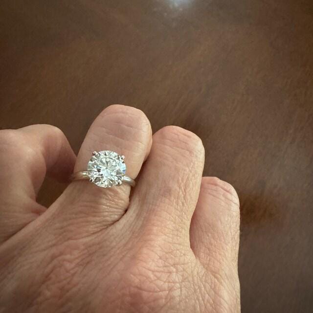 Lab Grown Diamond Engagement Ring | 3 CT Round Certified | 14K Gold Solitaire | Gift for Her Proposal/Wedding/Birthday/Anniversary