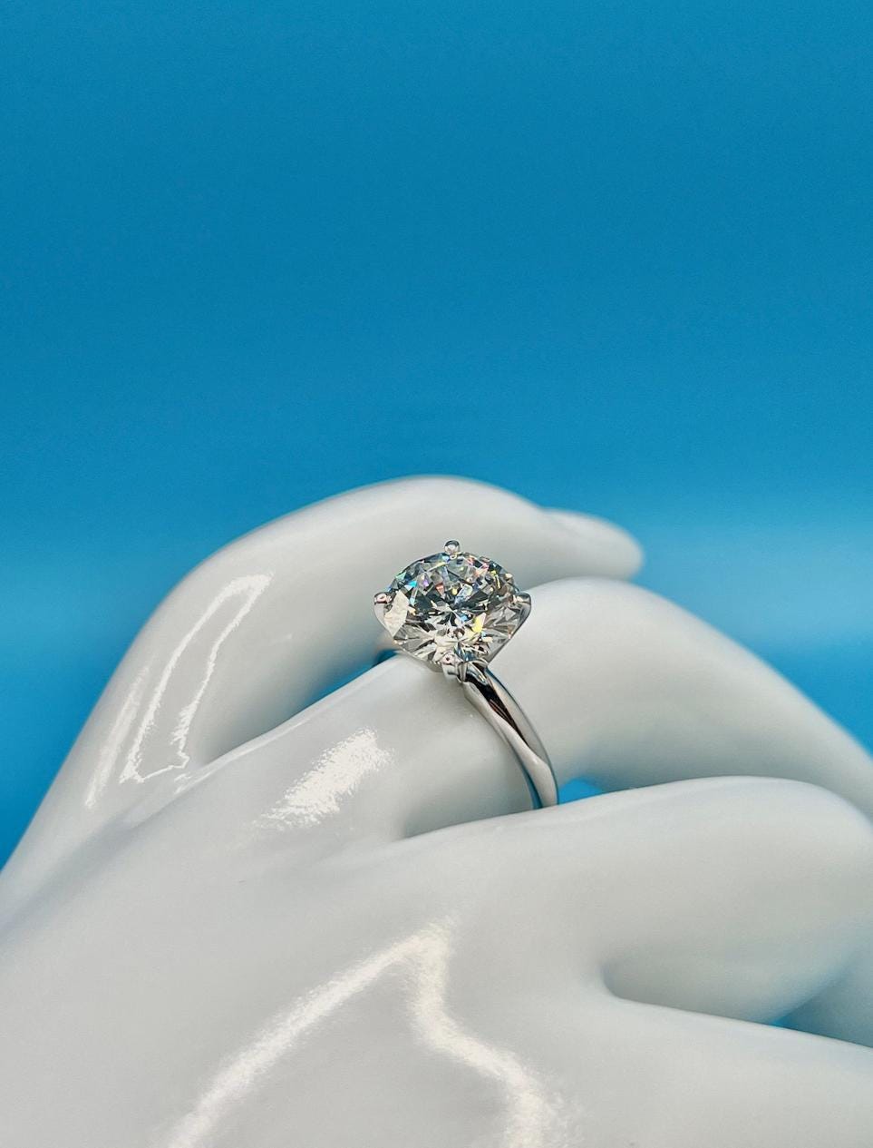 Lab Grown Diamond Engagement Ring | 6 CT Round Certified | 14K Gold Solitaire | Gift for Her Proposal/Wedding/Birthday/Anniversary