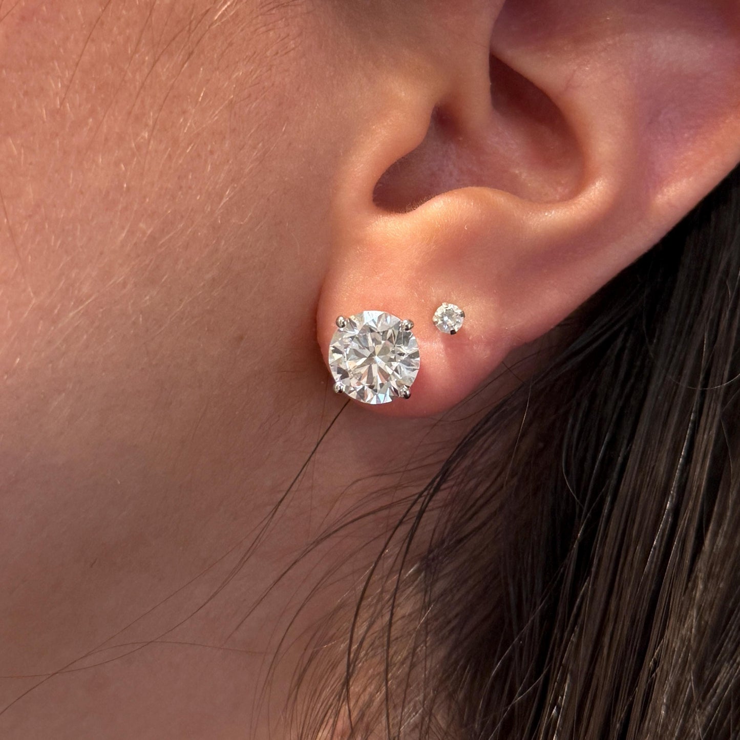 Lab Grown Diamond Earrings | 8 CTW Round Certified | 4 Carat Each Stud | 14K Gold Earring Studs | Gift for Her Wedding/Birthday/Anniversary