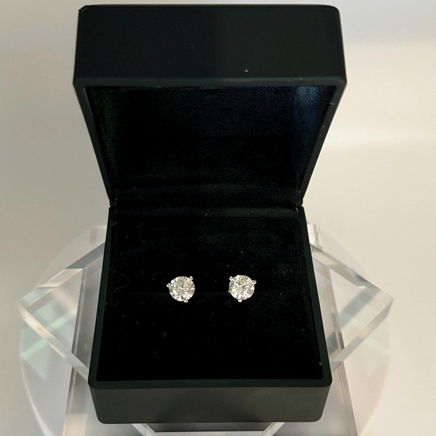 Lab Grown Diamond Earrings | 2 CTW Round Certified | 1 Carat Each Stud | 14K Gold Earring Studs | Gift for Her Wedding/Birthday/Anniversary