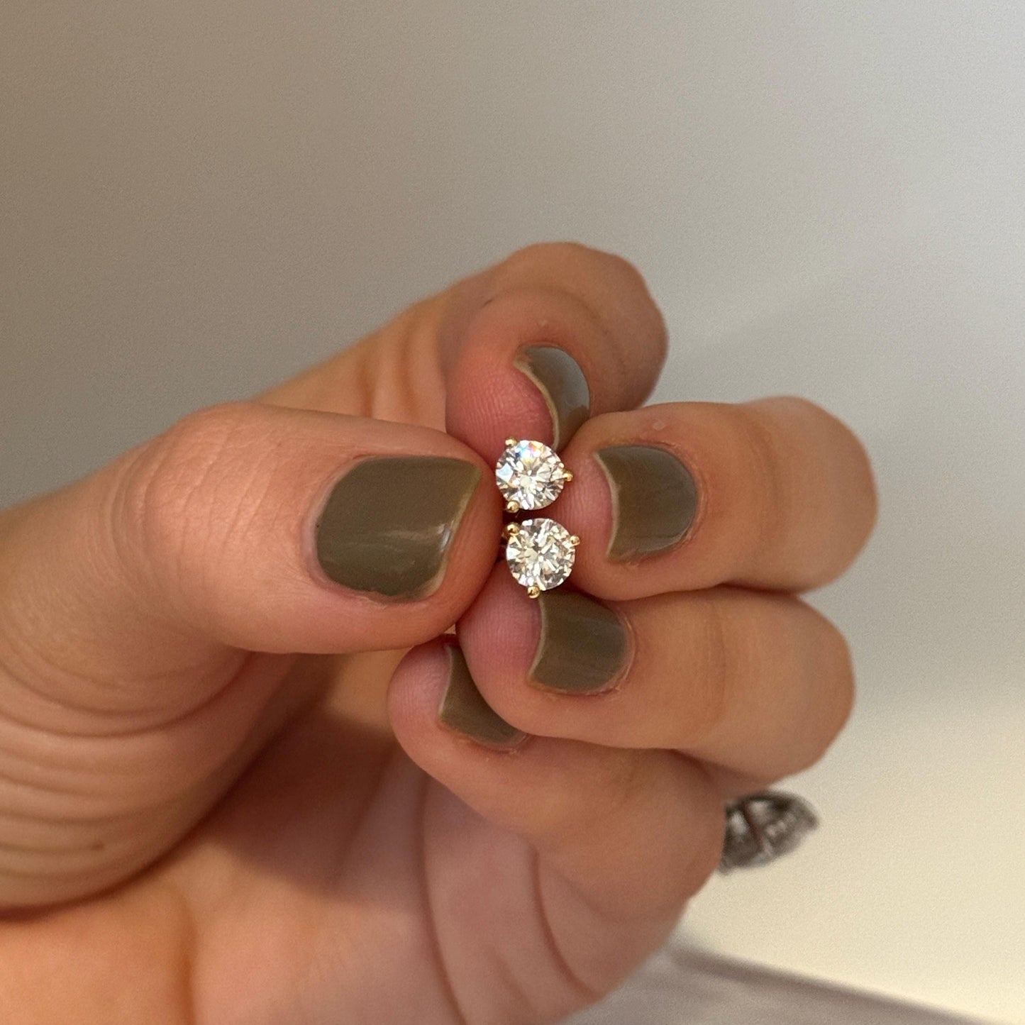 Lab Grown Diamond Earrings | 1 CTW Round Certified | .5 Carat Each Stud | 14K Gold Earring Studs | Gift for Her Wedding/Birthday/Anniversary