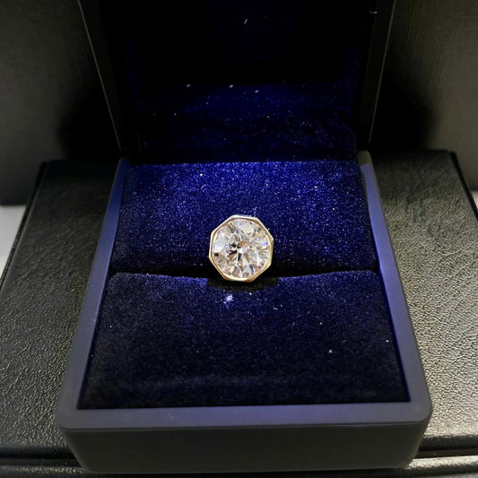 14K Solid Gold Octagon Lab Grown Diamond Pendant