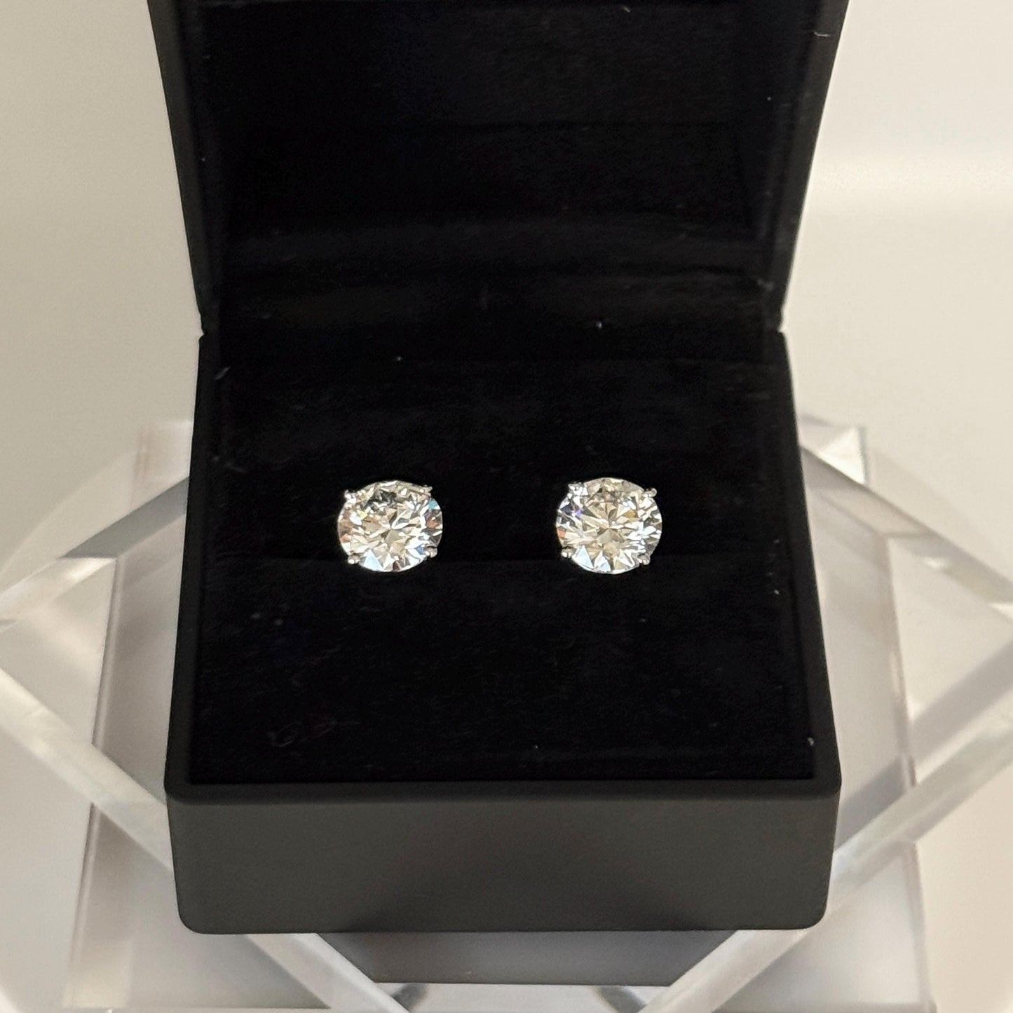 Lab Grown Diamond Earrings | 5 CTW Round Certified | 2.5 CT Each Stud | 14K Gold Earring Studs | Gift for Her Wedding/Birthday/Anniversary