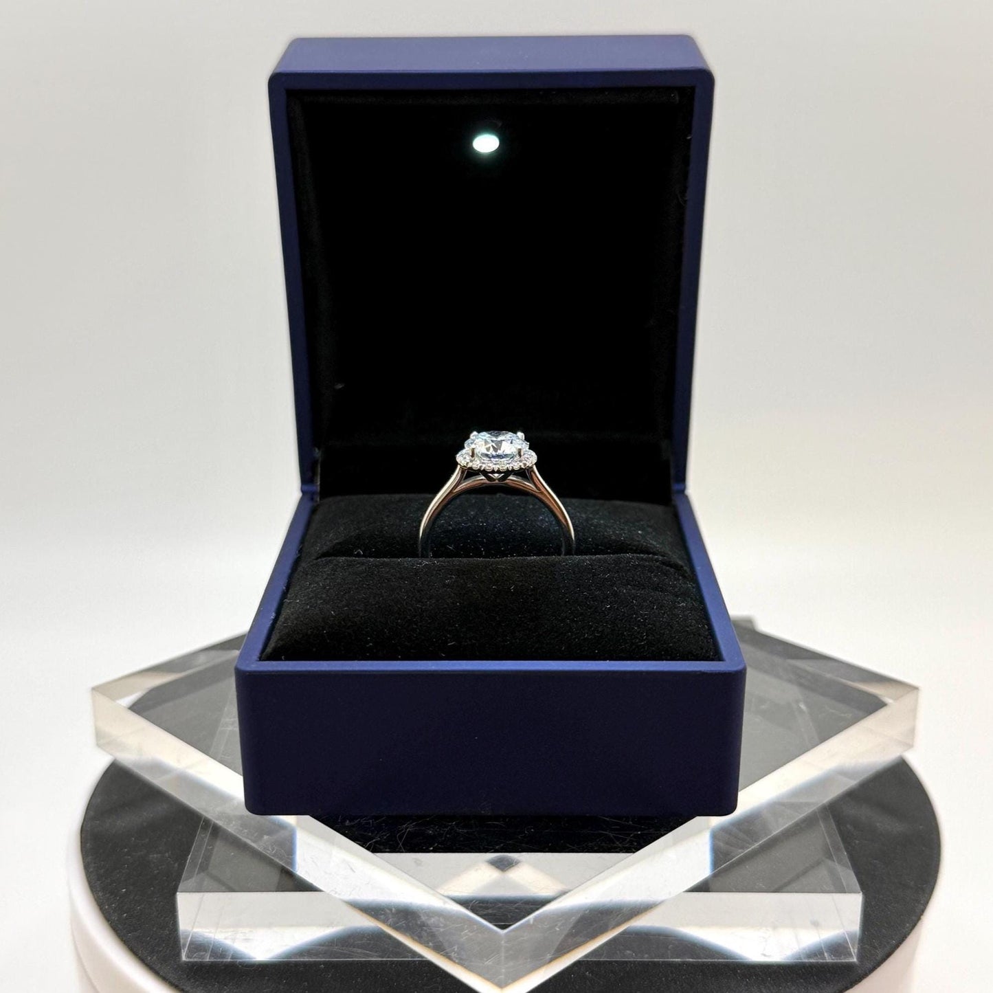 Halo Lab Grown Diamond Engagement Ring | 1 Carat Round Certified | 14K Gold Solitaire | Gift for Her Proposal/Wedding/Birthday/Anniversary