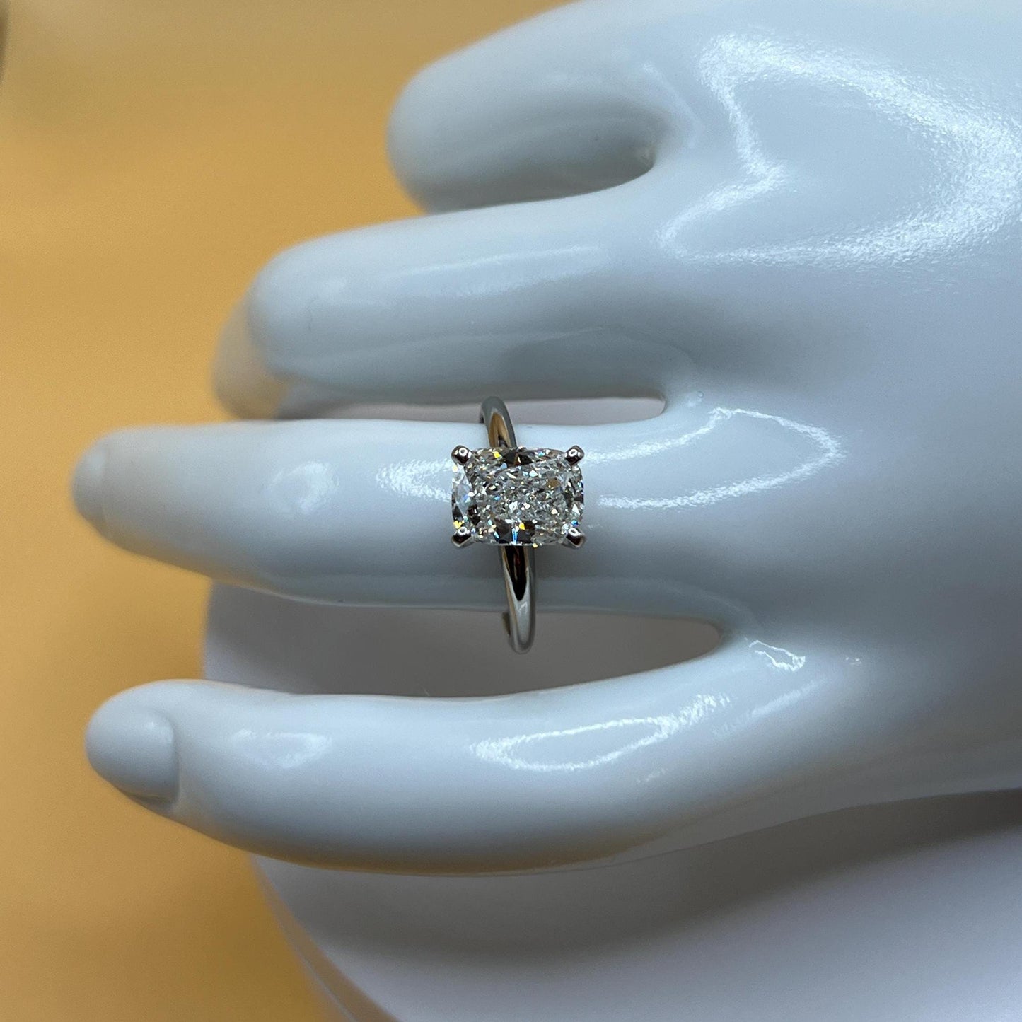 Lab Grown Diamond Engagement Ring | 2 CT Elongated Cushion Certified | 14K Gold Solitaire | Gift for Proposal/Wedding/Birthday/Anniversary