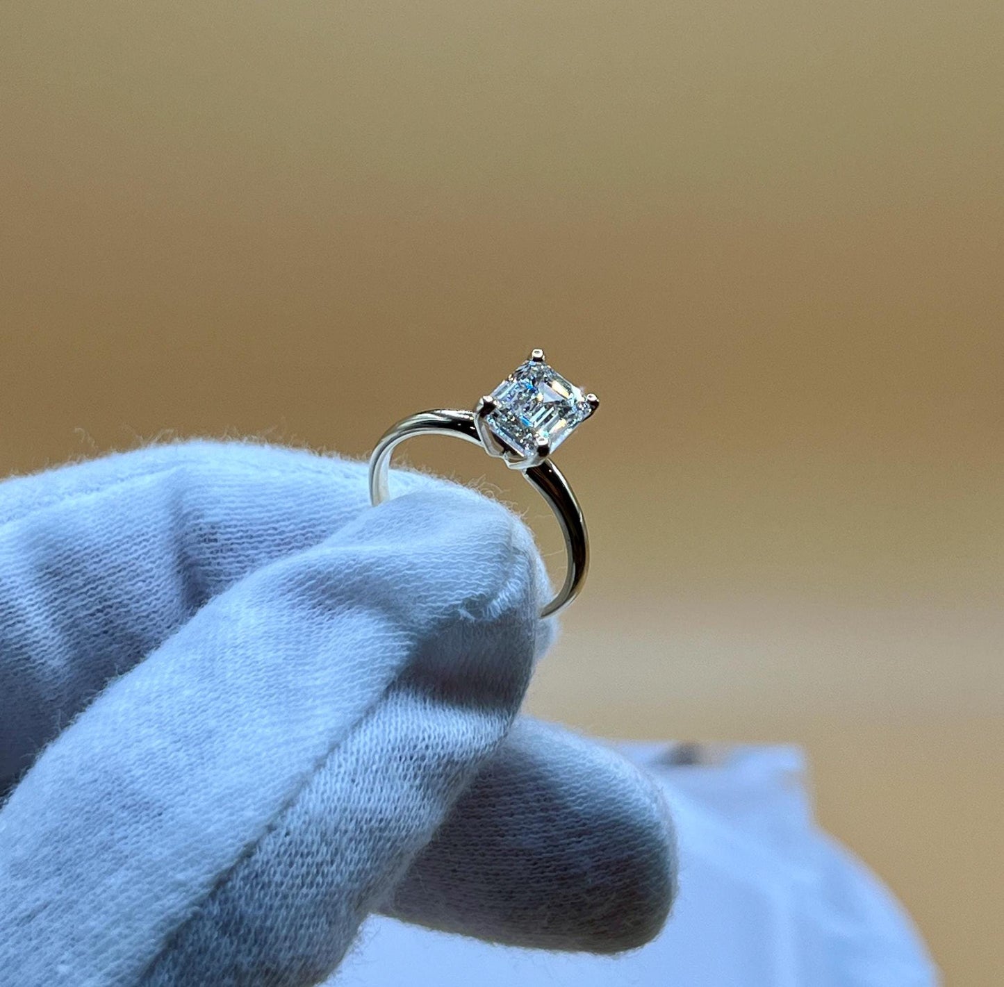 Engagement Ring, 4 CT Emerald Lab Grown Diamond Ring, 14K Gold Emerald Cut Solitaire Ring, Certified Real Lab Created