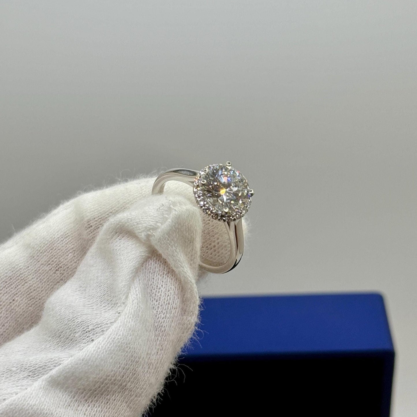Halo Lab Grown Diamond Engagement Ring | 2 Carat Round Certified | 14K Gold Solitaire | Gift for Her Proposal/Wedding/Birthday/Anniversary