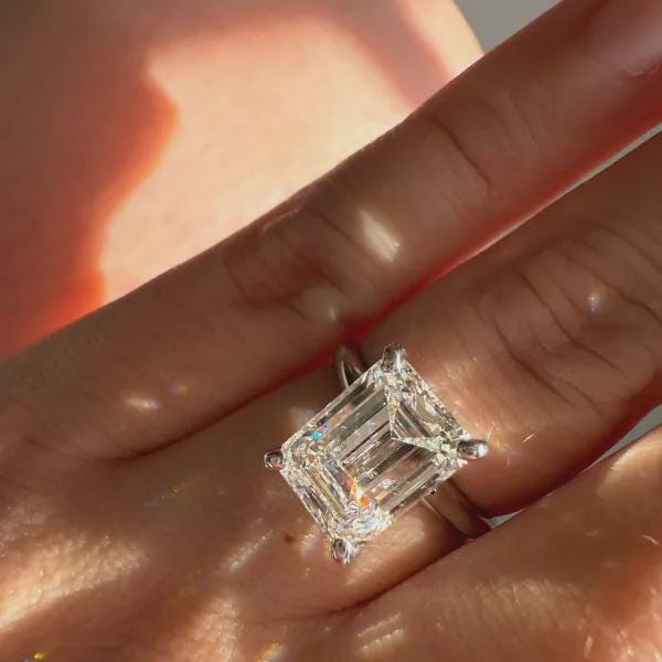 Lab Grown Diamond Engagement Ring | 5 CT Emerald Cut Certified | 14K Gold Solitaire | Gift for Her Proposal/Wedding/Birthday/Anniversary
