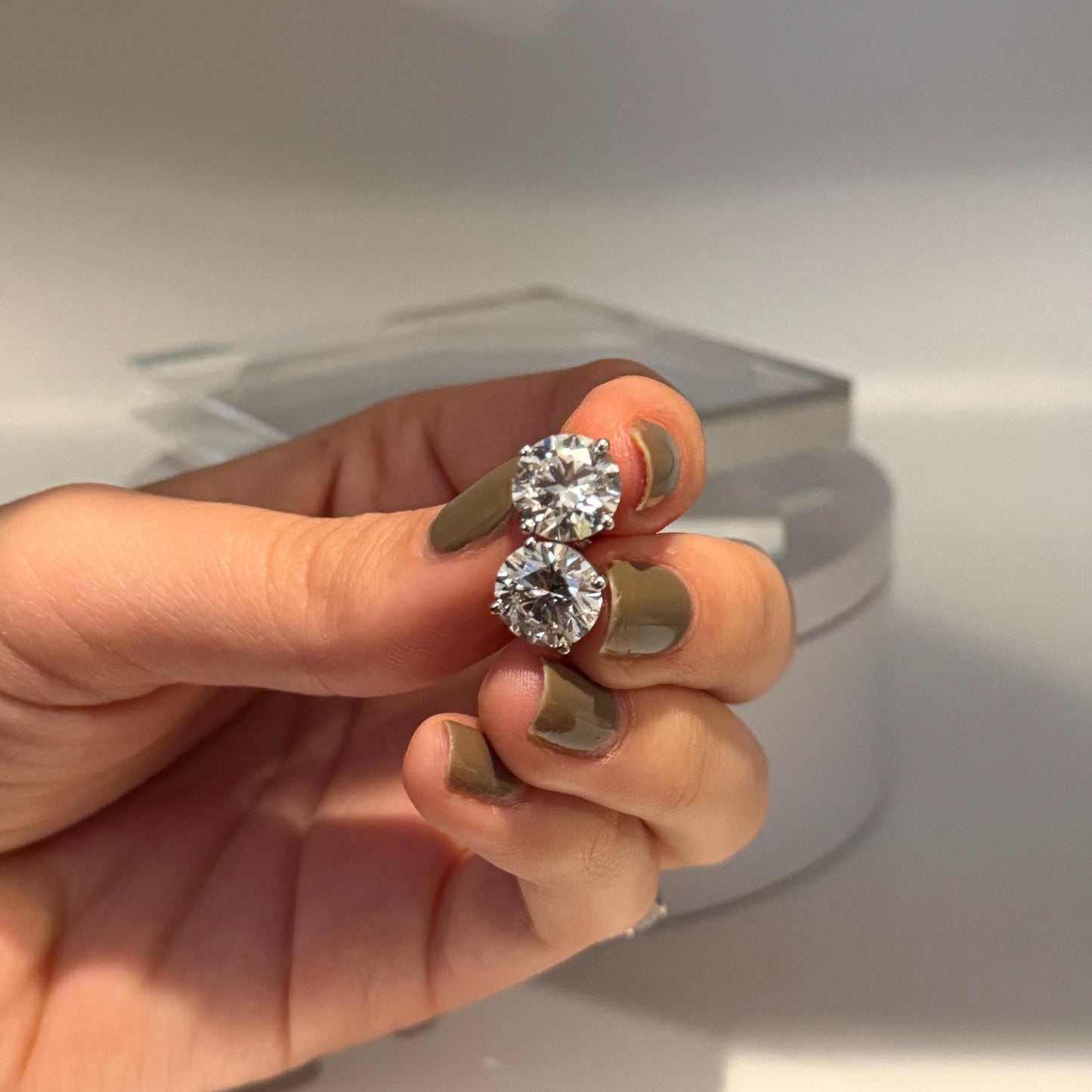 Lab Grown Diamond Earrings | 8 CTW Round Certified | 4 Carat Each Stud | 14K Gold Earring Studs | Gift for Her Wedding/Birthday/Anniversary