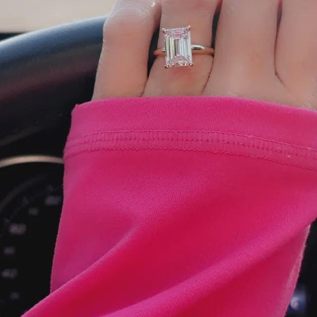 Lab Grown Diamond Engagement Ring | 6 CT Emerald Cut Certified | 14K Gold Solitaire | Gift for Her Proposal/Wedding/Birthday/Anniversary