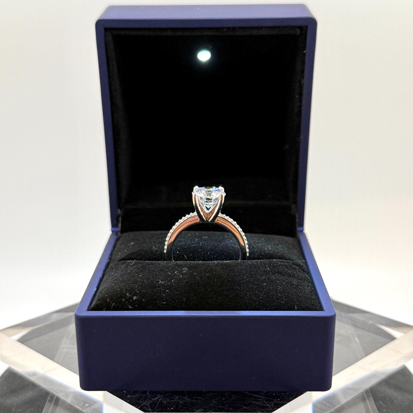 Pavé Engagement Ring 2 CT Round | Certified Lab Grown Diamond | 14K Gold Solitaire | Gift for Her Proposal/Wedding/Birthday/Anniversary