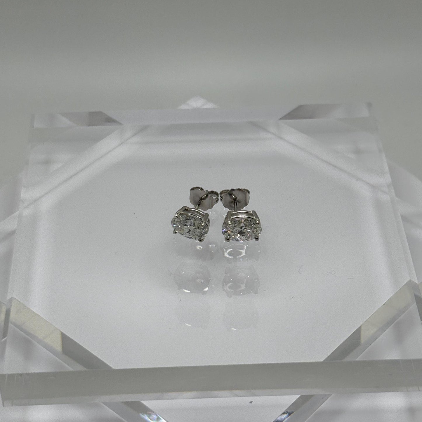 Oval Lab Grown Diamond Earrings | 2 CTW Certified | 1 Carat Each Stud | 14K Gold Earring Studs | Gift for Her Wedding/Birthday/Anniversary
