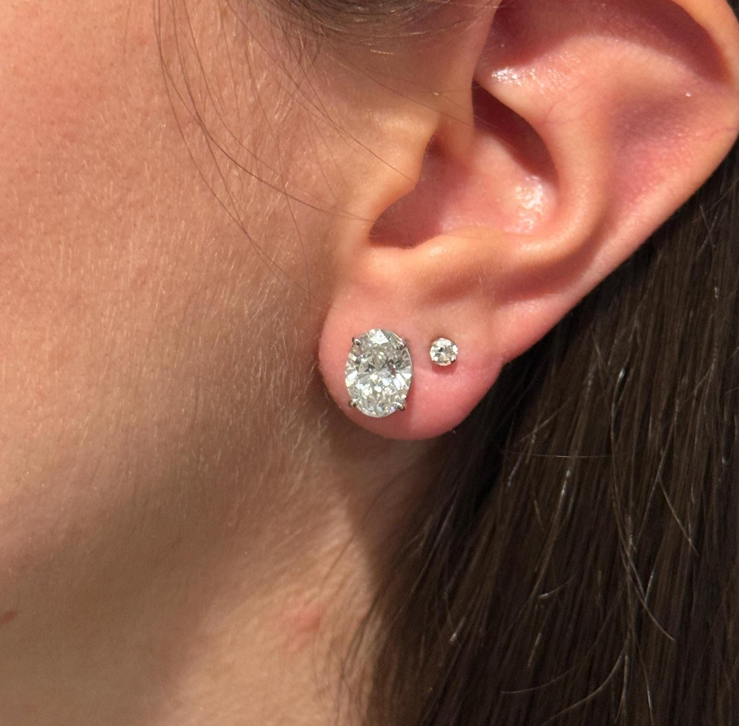 Oval Lab Grown Diamond Earrings | 6 CTW Certified | 3 Carat Each Stud | 14K Gold Earring Studs | Gift for Her Wedding/Birthday/Anniversary