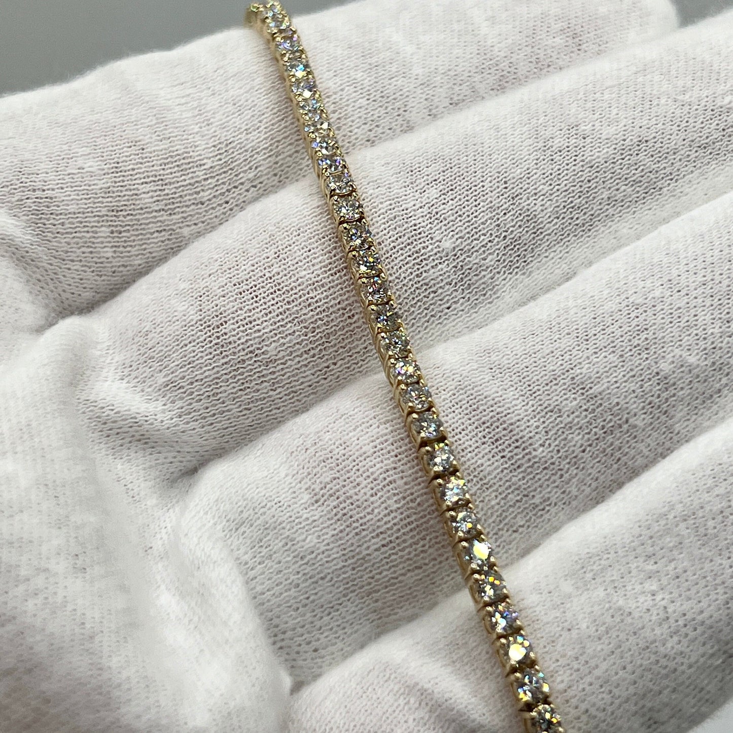 5 Ct Lab Grown Diamond Tennis Bracelet: 14K Yellow Gold, 7 Inch