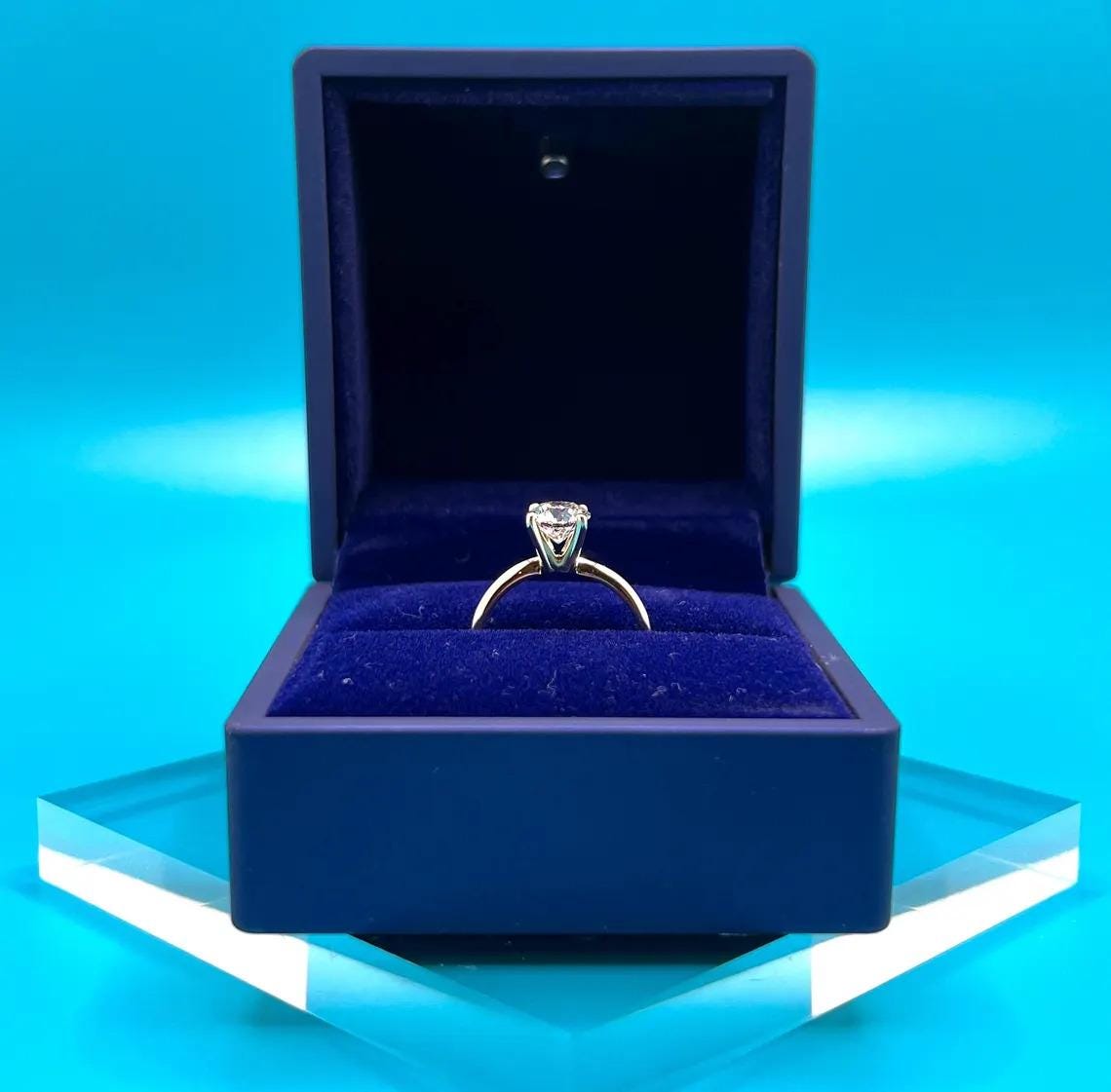 Lab Grown Diamond Engagement Ring | 1 CT Round Certified | 14K Gold Solitaire | Gift for Her Proposal/Wedding/Birthday/Anniversary
