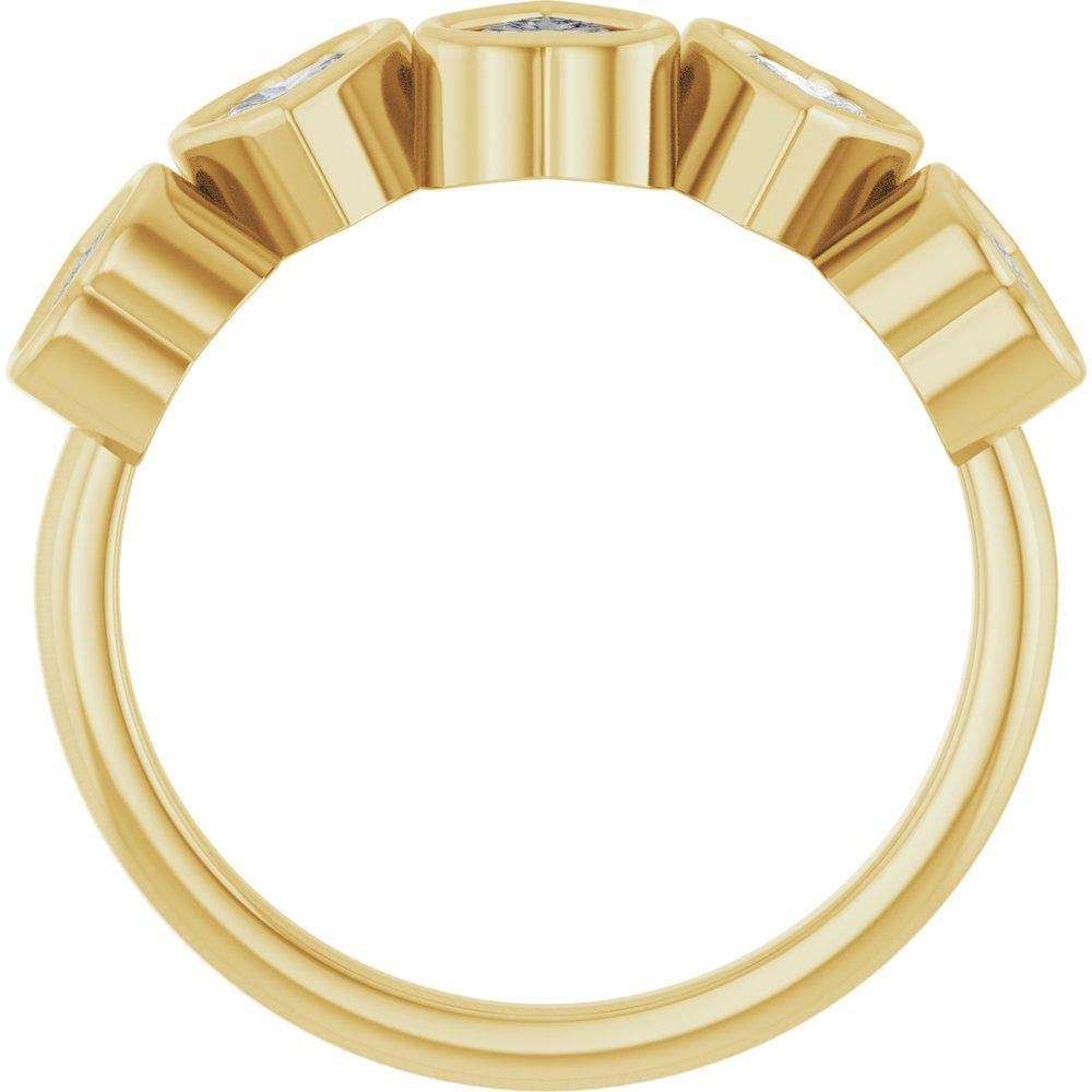 14K Gold Five Heart Lab Grown Diamond Ring - 1 CT