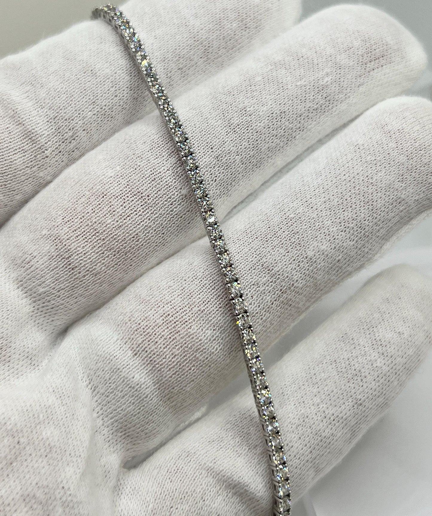 4 Ct Lab Grown Diamond Tennis Bracelet: 14K White Gold Eternity Bracelet - 8"