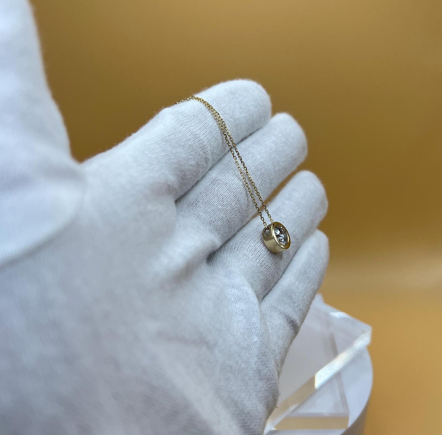 Diamond Necklace, 3 CT Bezel Lab Grown Diamond Necklace, 14K Gold Solitaire Necklace, Certified Real Lab Created
