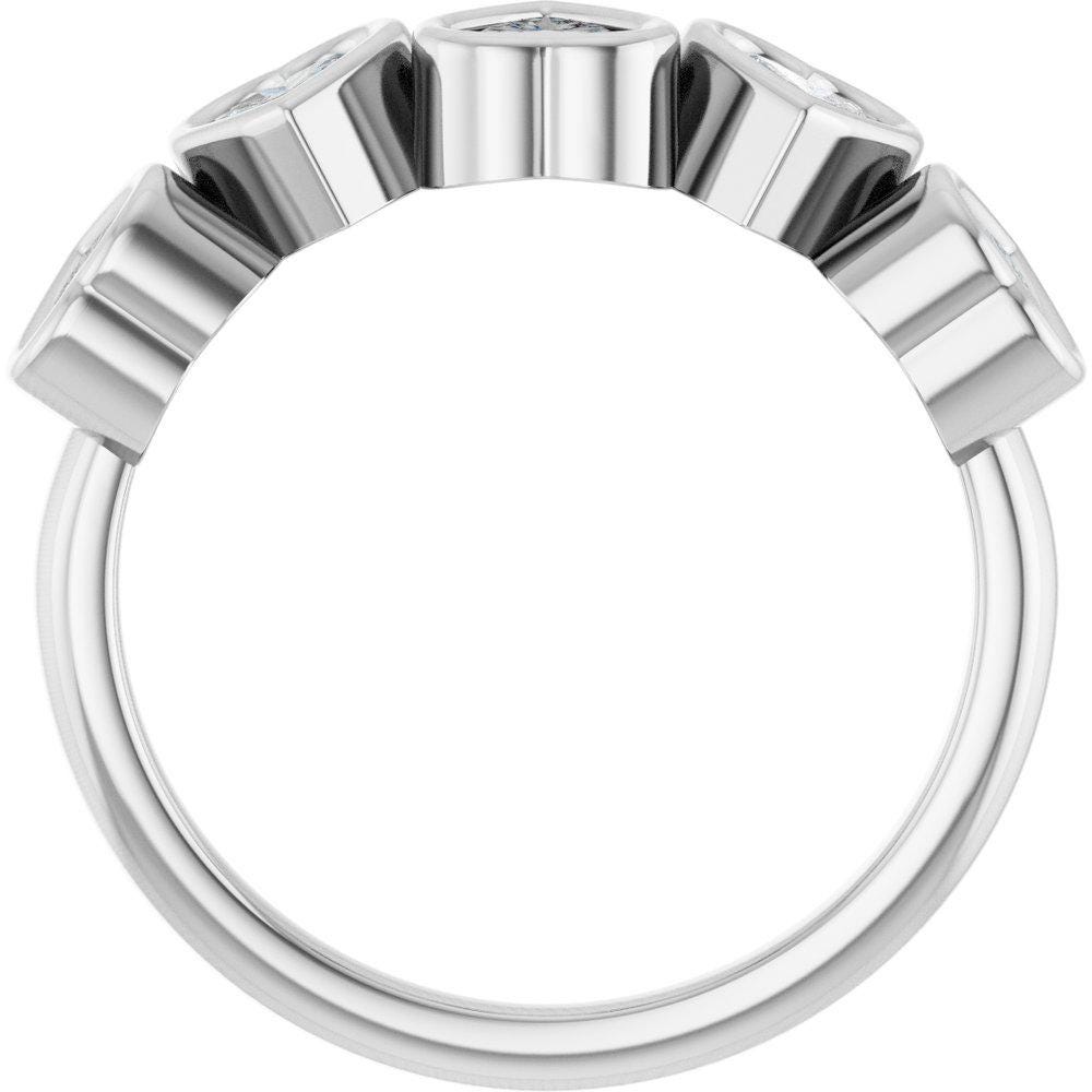 14K Gold Five Heart Lab Grown Diamond Ring - 1 CT