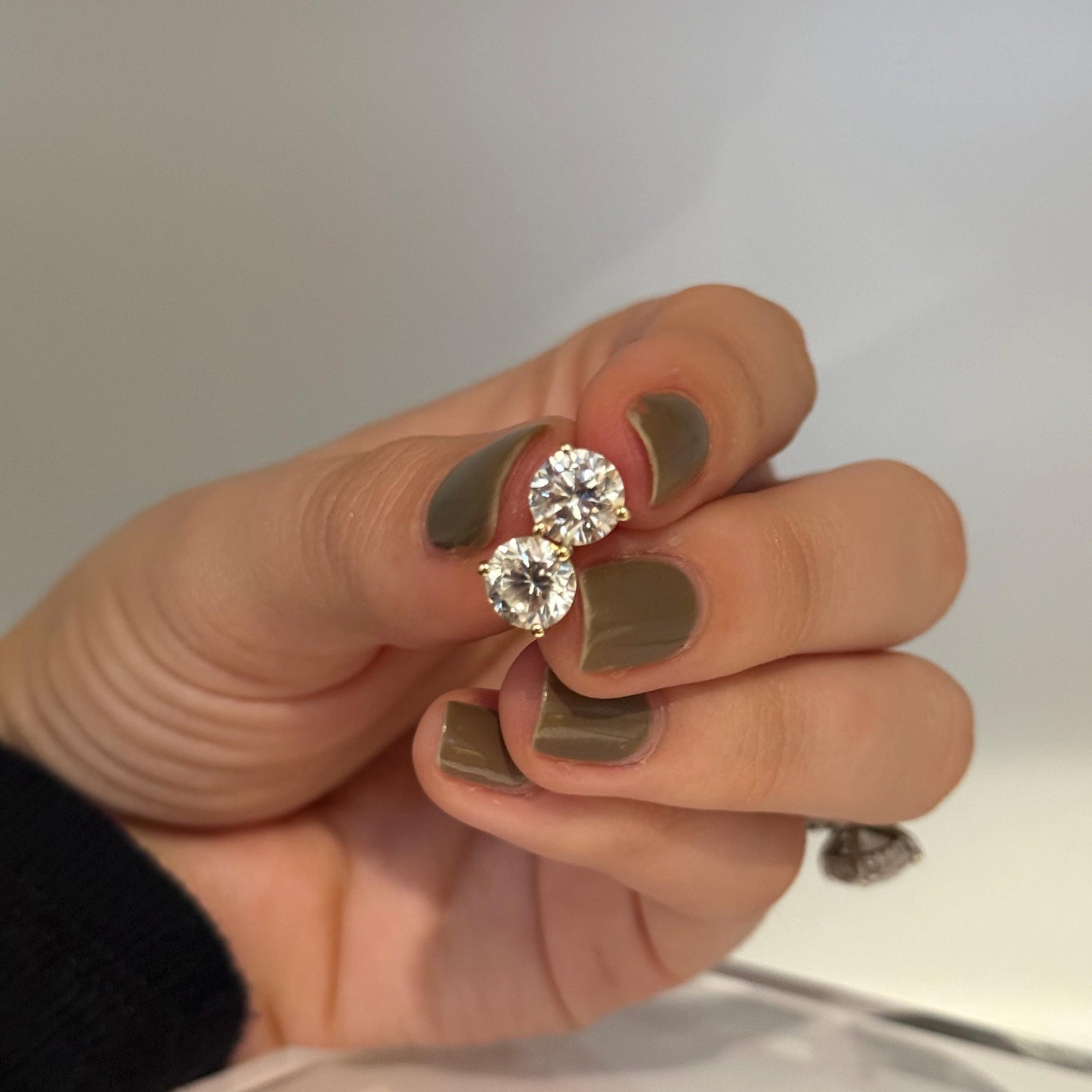 Lab Grown Diamond Earrings | 2 CTW Round Certified | 1 Carat Each Stud | 14K Gold Earring Studs | Gift for Her Wedding/Birthday/Anniversary