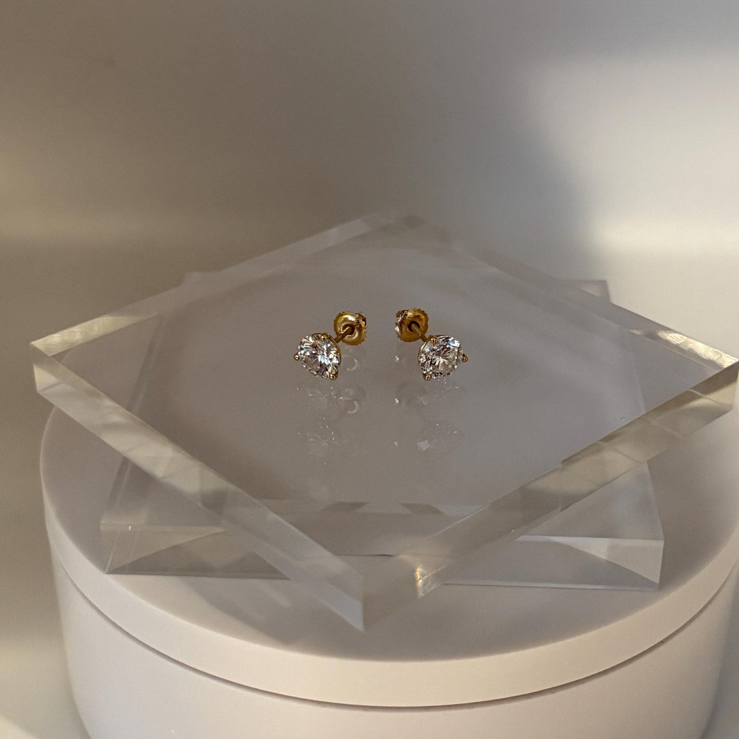 Lab Grown Diamond Earrings | 3 CTW Round Certified | 1.5 CT Each Stud | 14K Gold Earring Studs | Gift for Her Wedding/Birthday/Anniversary