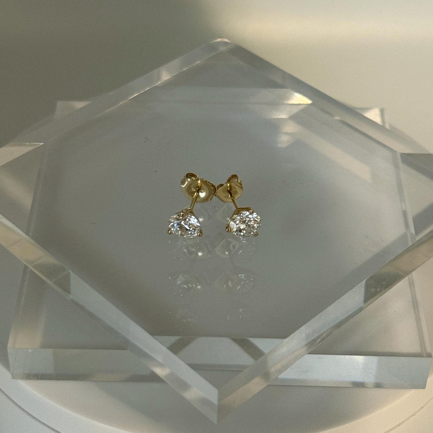 Lab Grown Diamond Earrings | 2 CTW Round Certified | 1 Carat Each Stud | 14K Gold Earring Studs | Gift for Her Wedding/Birthday/Anniversary
