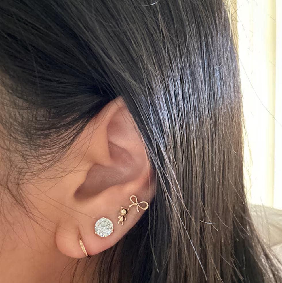 Lab Grown Diamond Earrings | 2 CTW Round Certified | 1 Carat Each Stud | 14K Gold Earring Studs | Gift for Her Wedding/Birthday/Anniversary