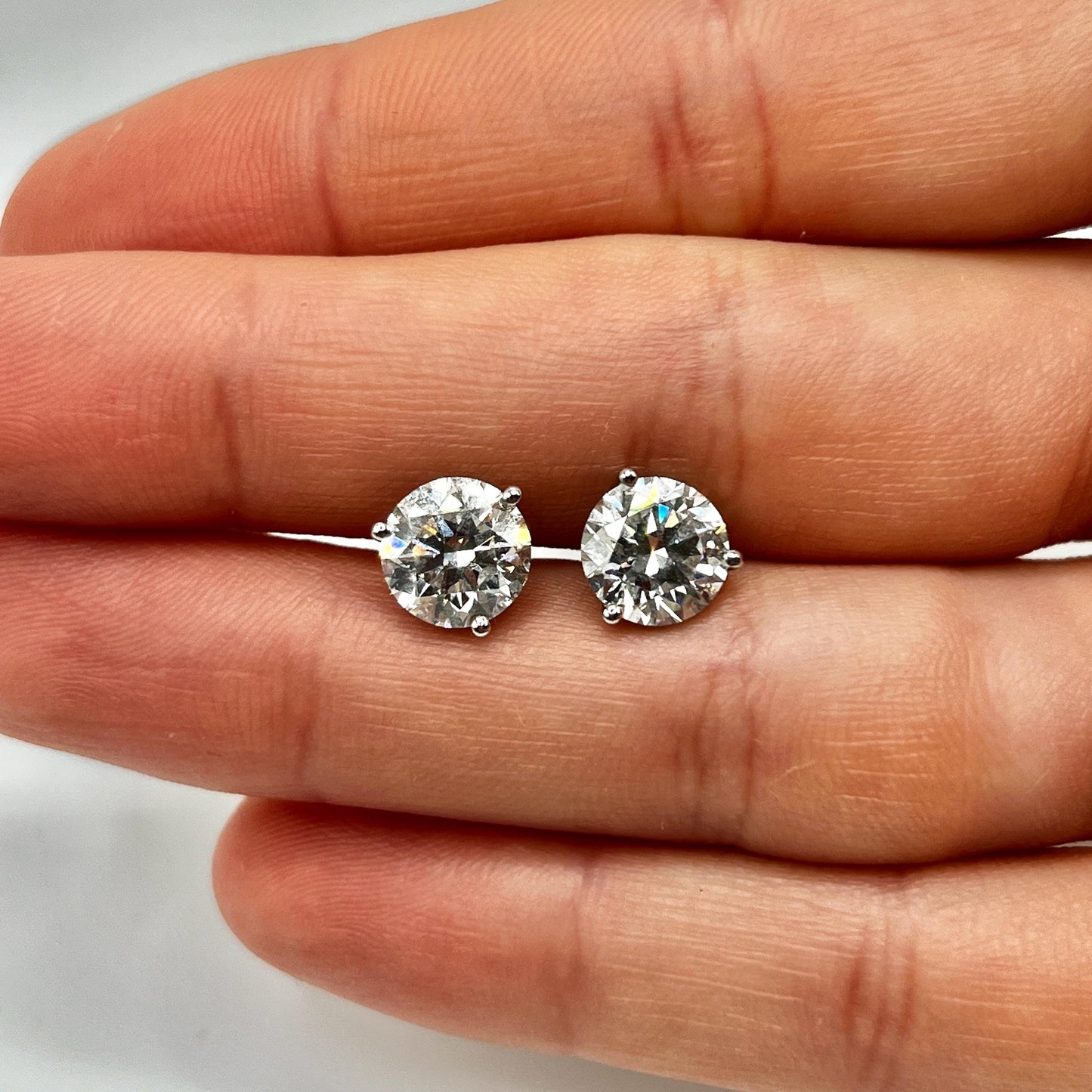 Lab Grown Diamond Earrings | 3 CTW Round Certified | 1.5 CT Each Stud | 14K Gold Earring Studs | Gift for Her Wedding/Birthday/Anniversary